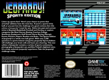 Jeopardy! - Sports Edition (USA) box cover back